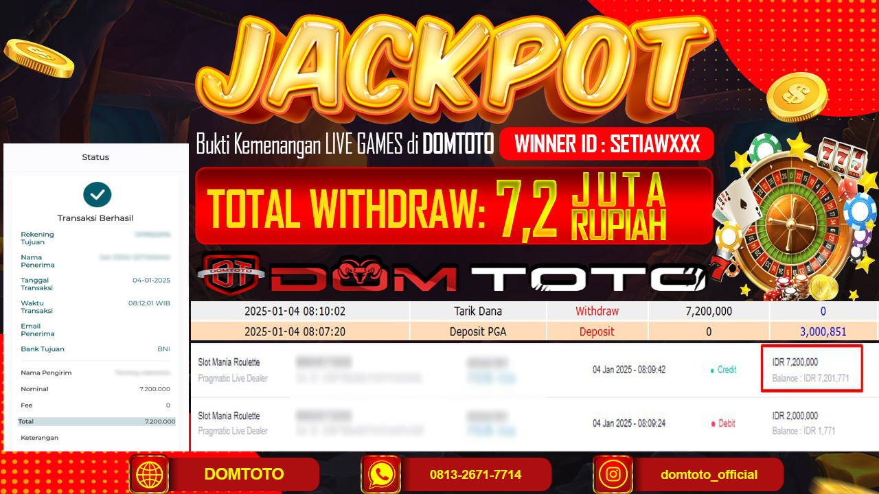 JACKPOT LIVE GAMES SLOT MANIA ROULETTE 04 JANUARI 2024